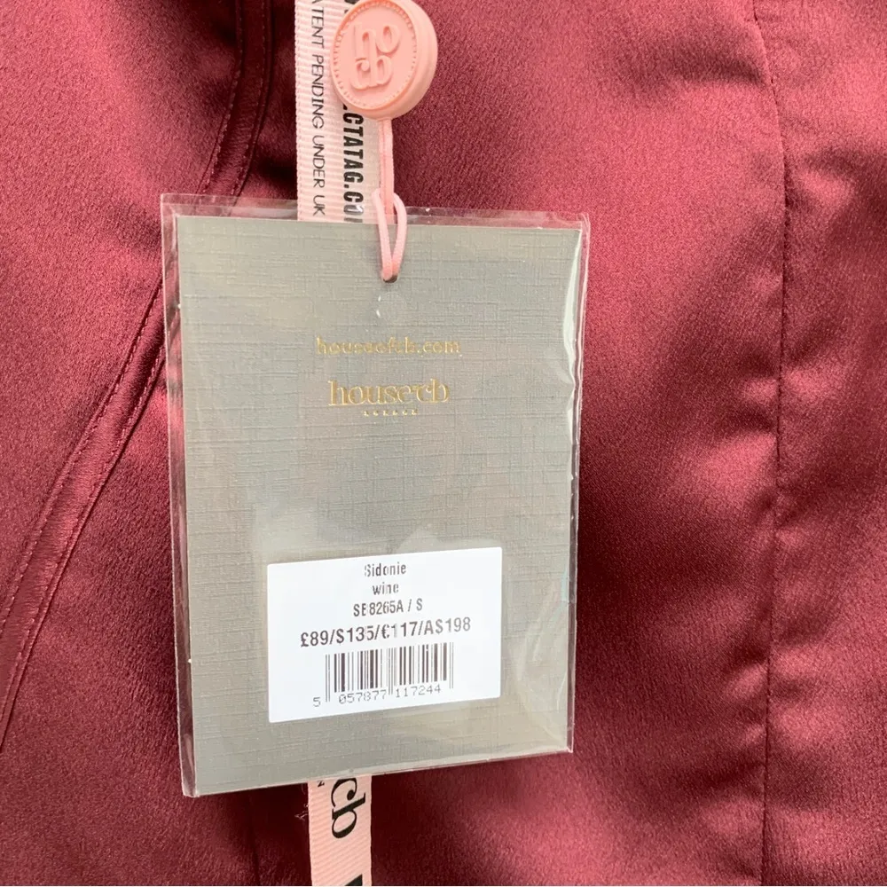 HOUSE OF CB Sidonie Lace-Up Satin Trumpet Midi Skirt wine color Small - Image 7