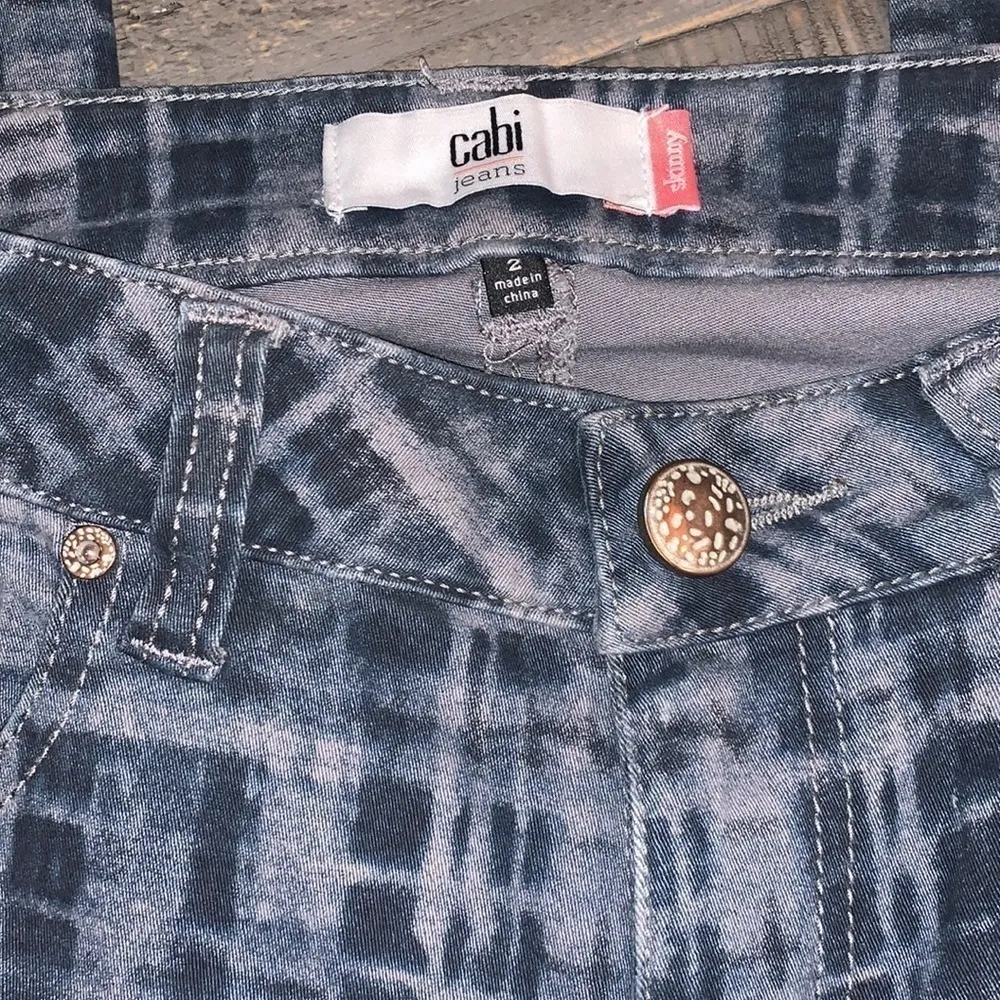 Cabi Jeans Skinny Plaid‎ Blue Womens Size 2 Stretch Slim Fit Pants - Image 4