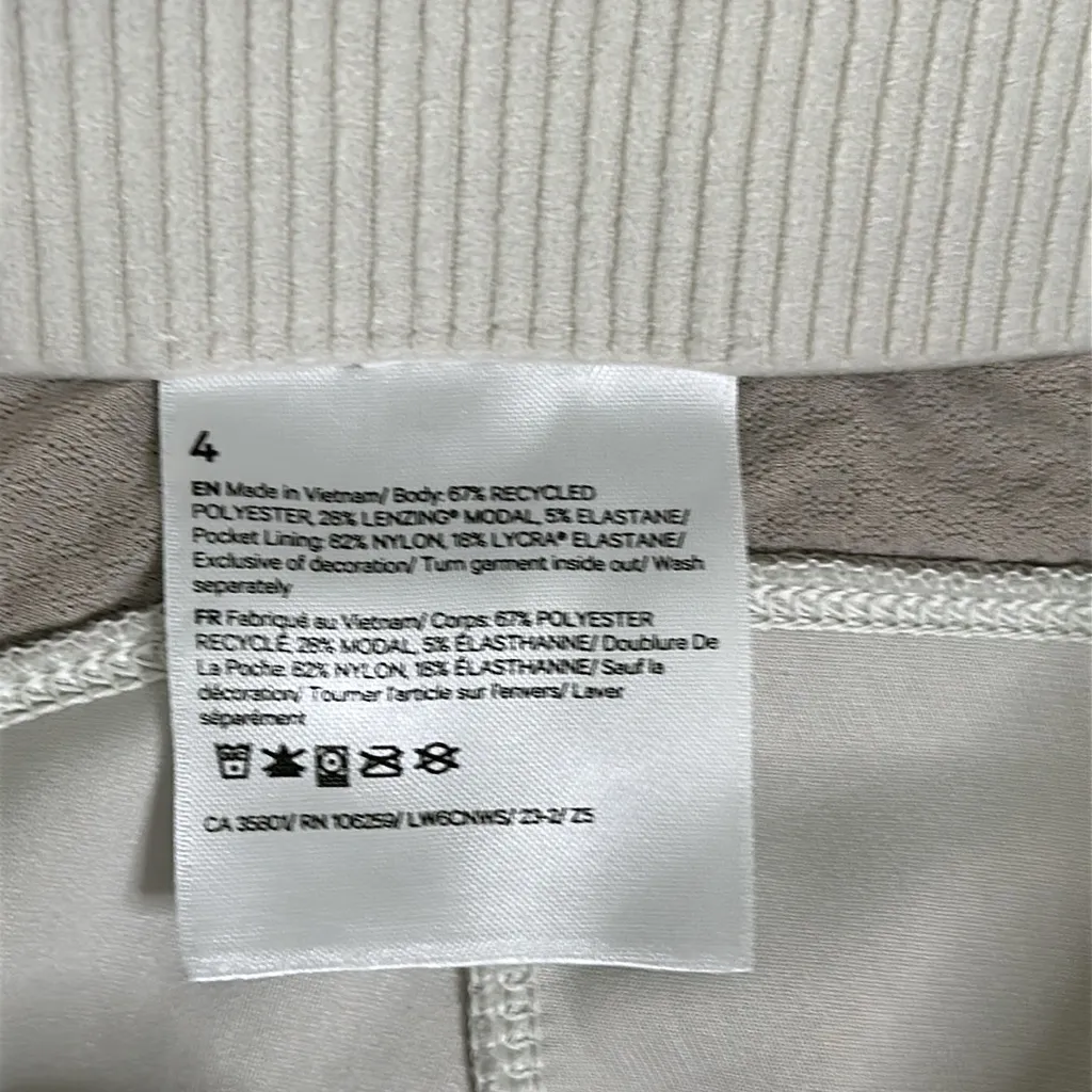 Lululemon Ribbed Softstreme Zip Leg High rise Cropped Pants 25" Bone‎ Size 4 - Image 16