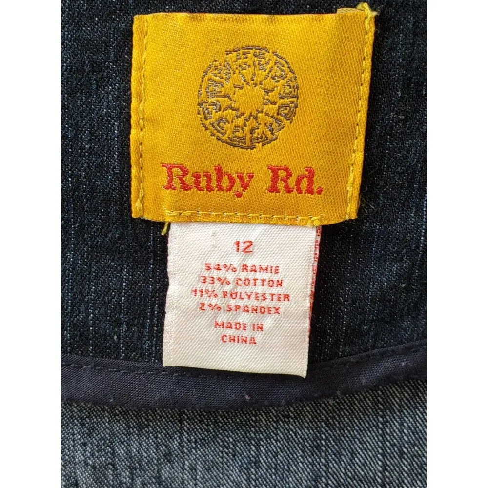 Ruby Rd. Women's Blue Denim Cotton Long Sleeve Party Wear Jeans Jacket Size 12 - Image 8