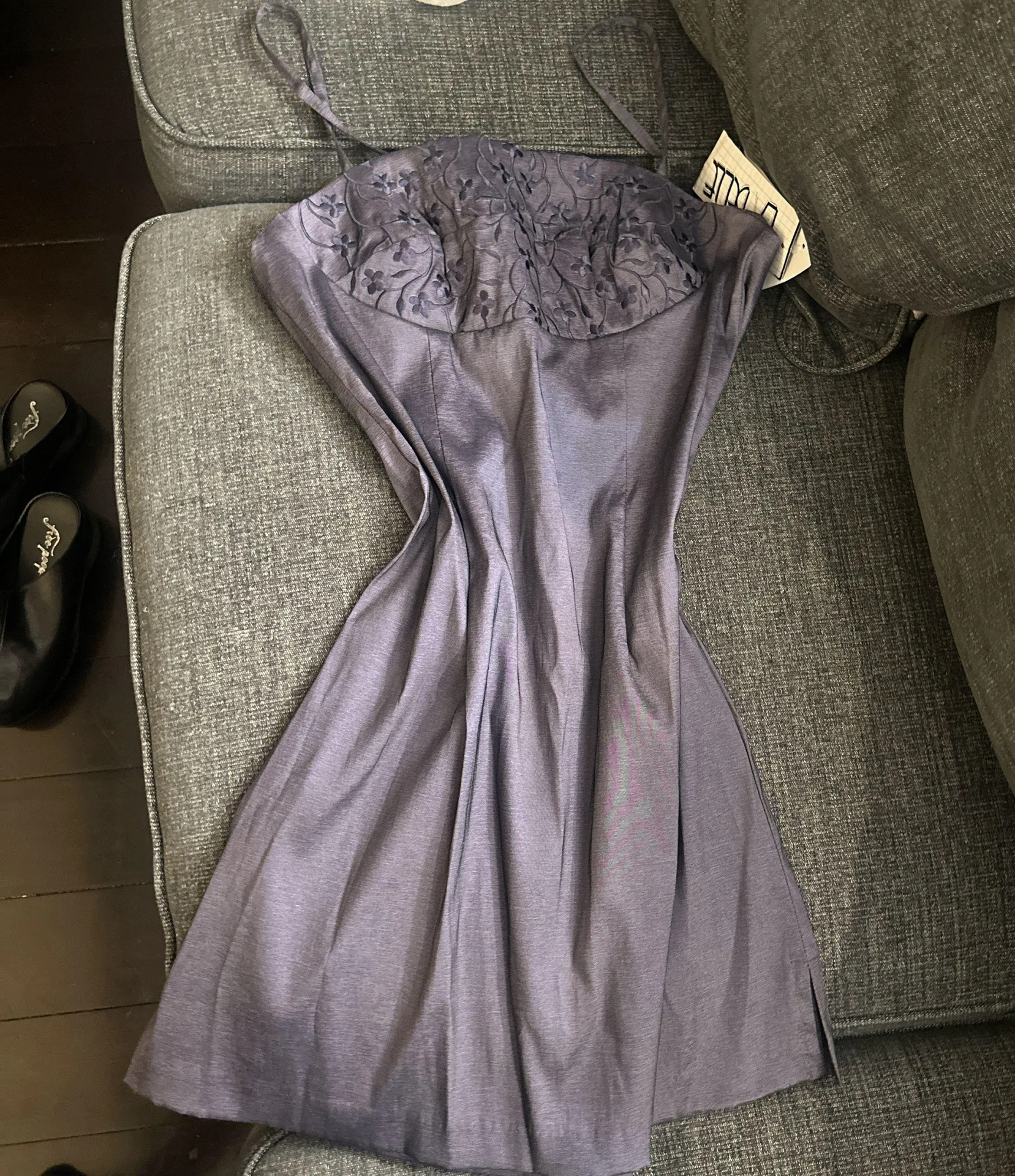 Purple vintage mini flower dress Size M - Image 2