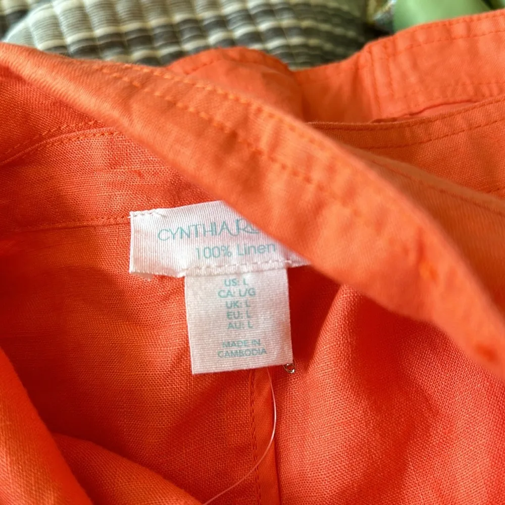 NWOT Cynthia Rowley 100% Linen Jacket  Coral Asymmetrical Zipper - Image 6