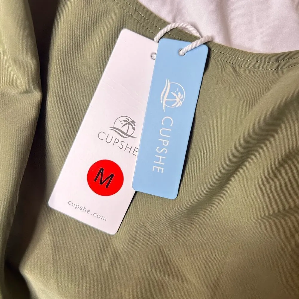 Cupshe Swimsuit Womens M Green Lace Plunge One Piece Swimsuit‎ NEW - Image 3