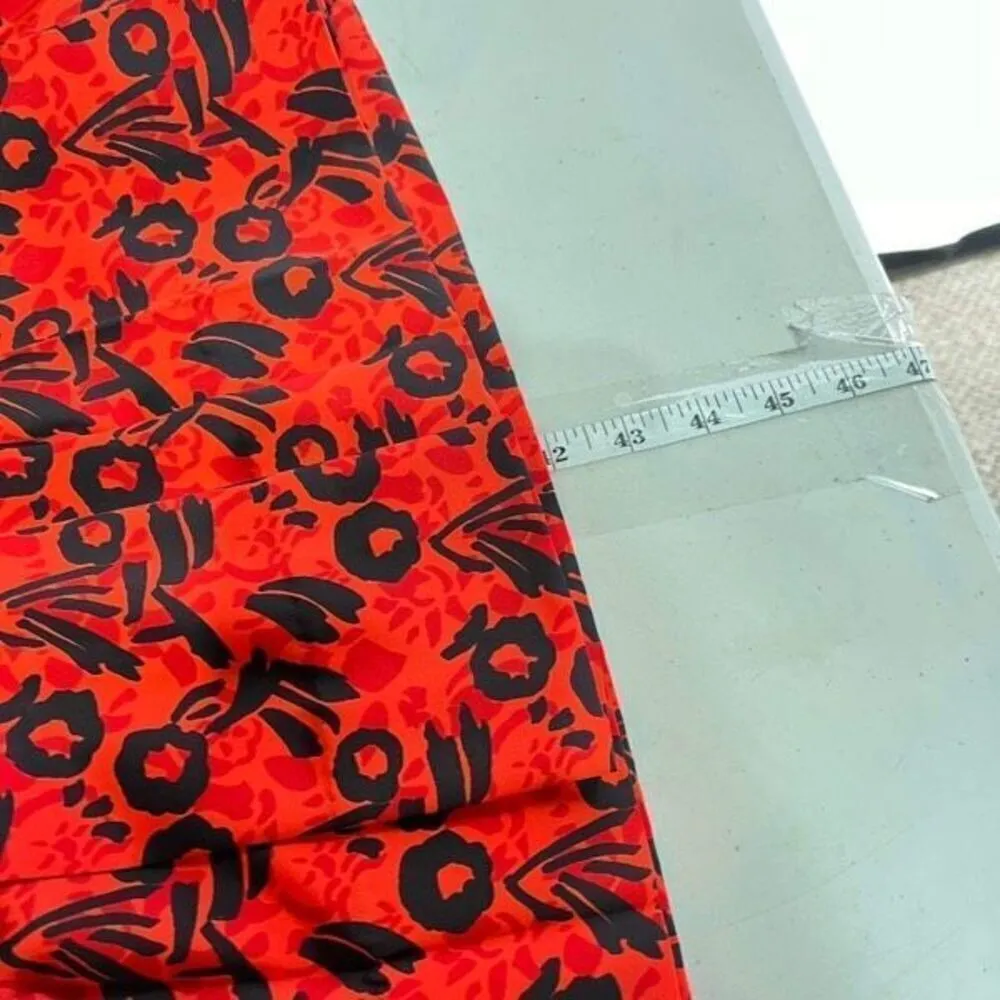 Vintage JT Women’s Geometric Surplice Bright Orange Red Dress Medium Made in USA Red - Image 8