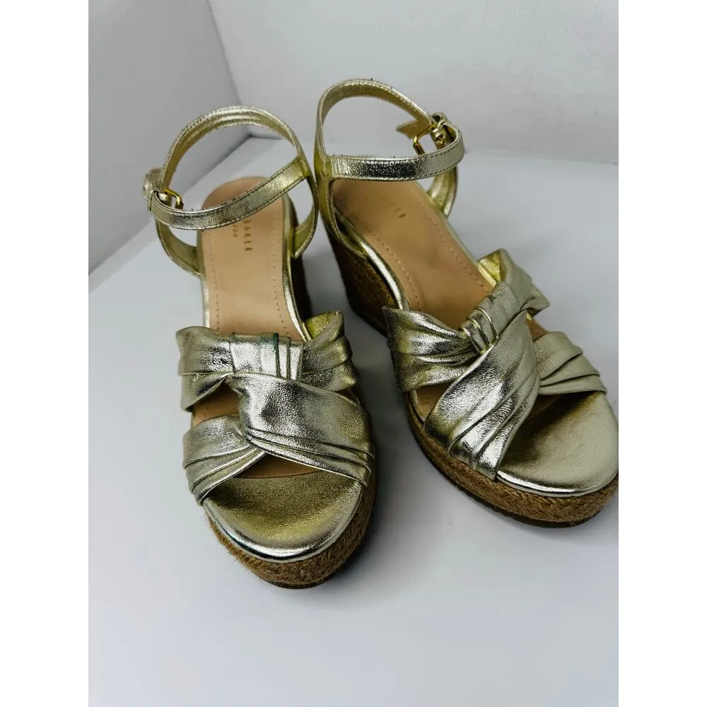 Ted Baker Classic espadrille Gold Carda Heel Wedge Sandal sz 39 - Image 6