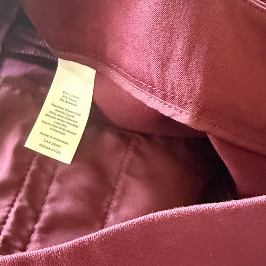 NWOT TALBOTS Chatham Ankle Pant In Rich Burgundy Color SZ-14 Stretch - Image 8