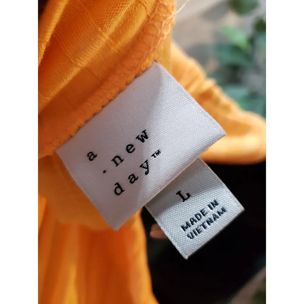 A New Day Orange Sleeveless Ribbed 2 Piece Short Set Size L Cotton Blend - Image 7