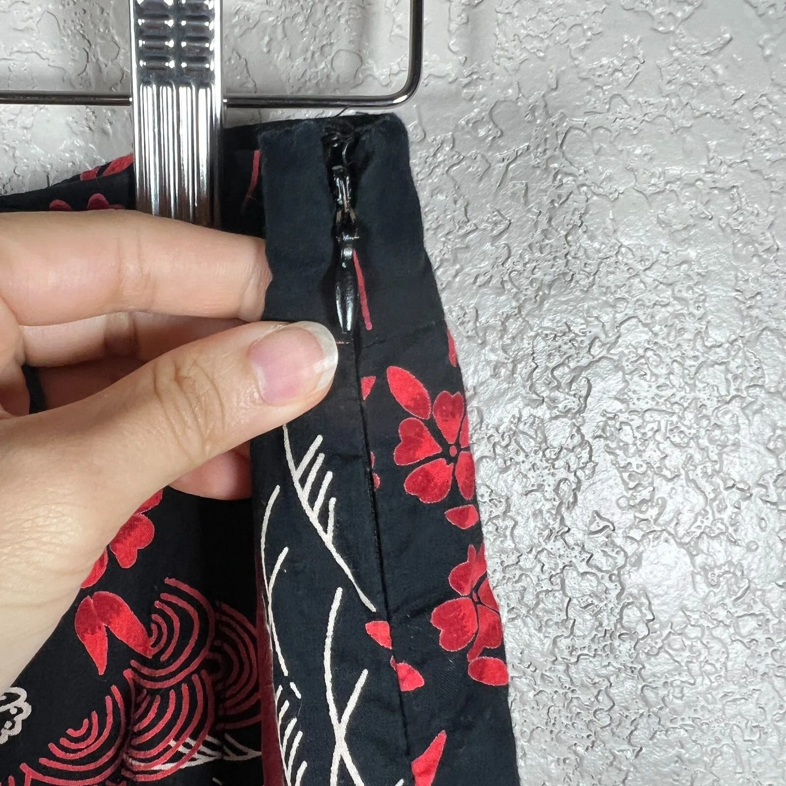 Y2K Butterfly Midi Skirt Womens Medium Tease Zen Asian Inspired Red Black Goth - Image 5