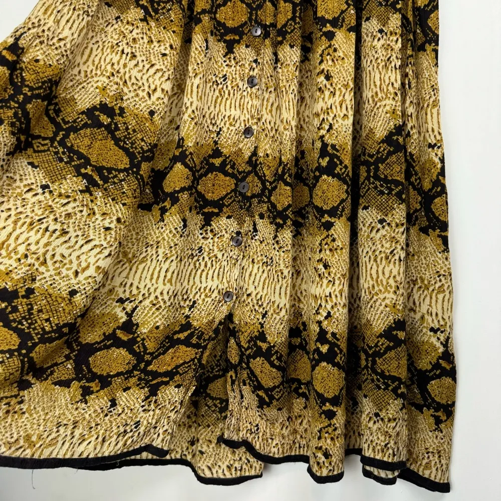 Y2K Mary Jayne Snake Animal Print Midi Maxi Skirt Plus Size Button Front Black - Image 8