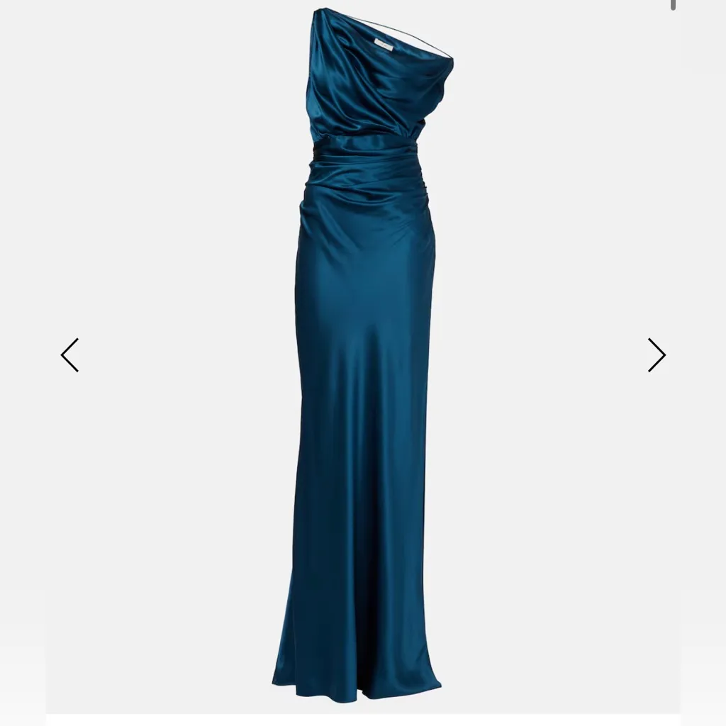 NWT THE SEI Draped silk satin gown Asymmetric sky 65" from shoulder - Image 3