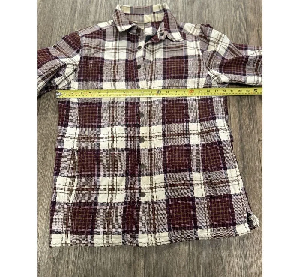 Duluth Trading Shacket Womens S Plaid Flapjack Flannel Shirt Jacket Thermal Line Red - Image 6