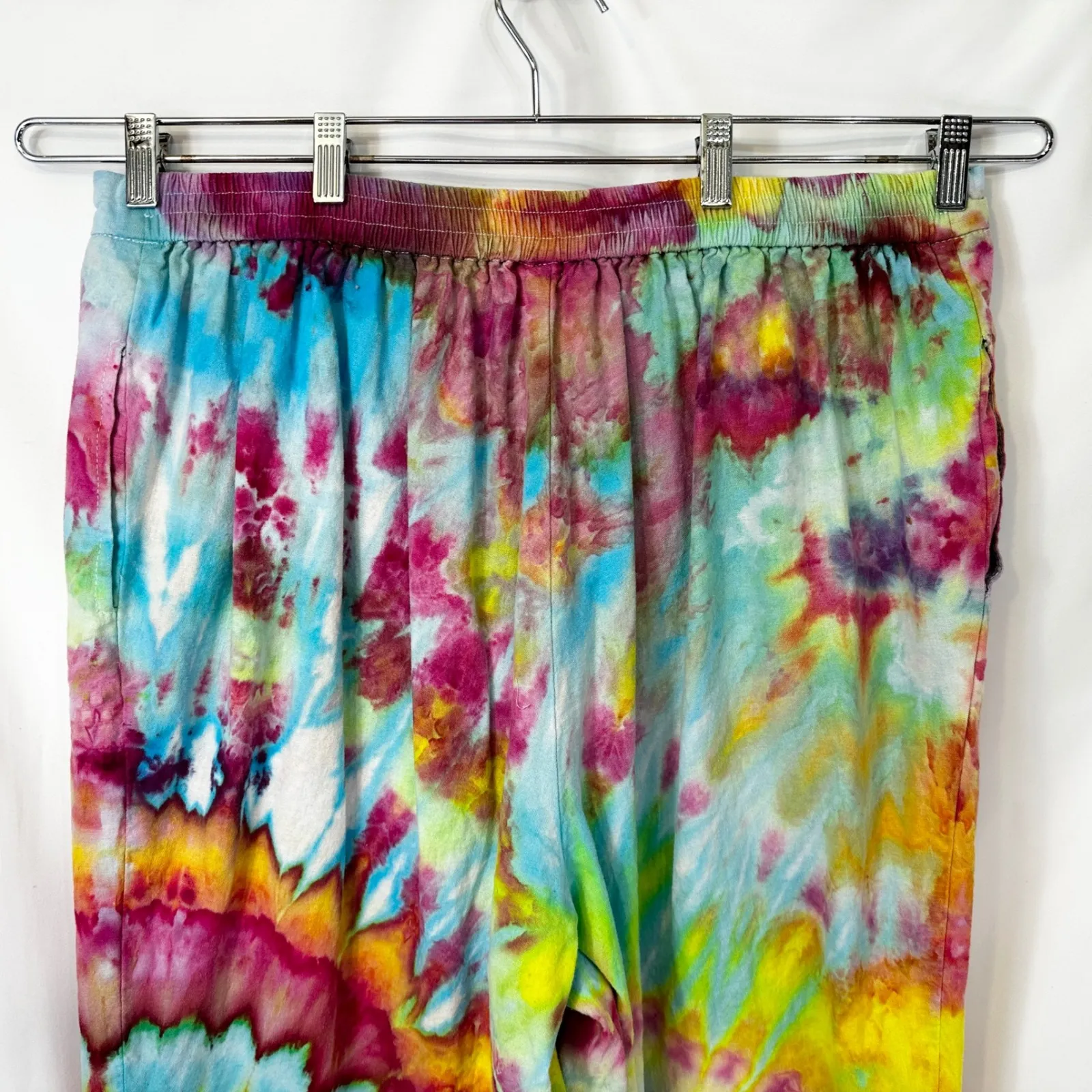 Woman Within Plus Size 20W Linen Capri Pants Handmade Tie Dye Elastic Waist‎ 929 - Image 9