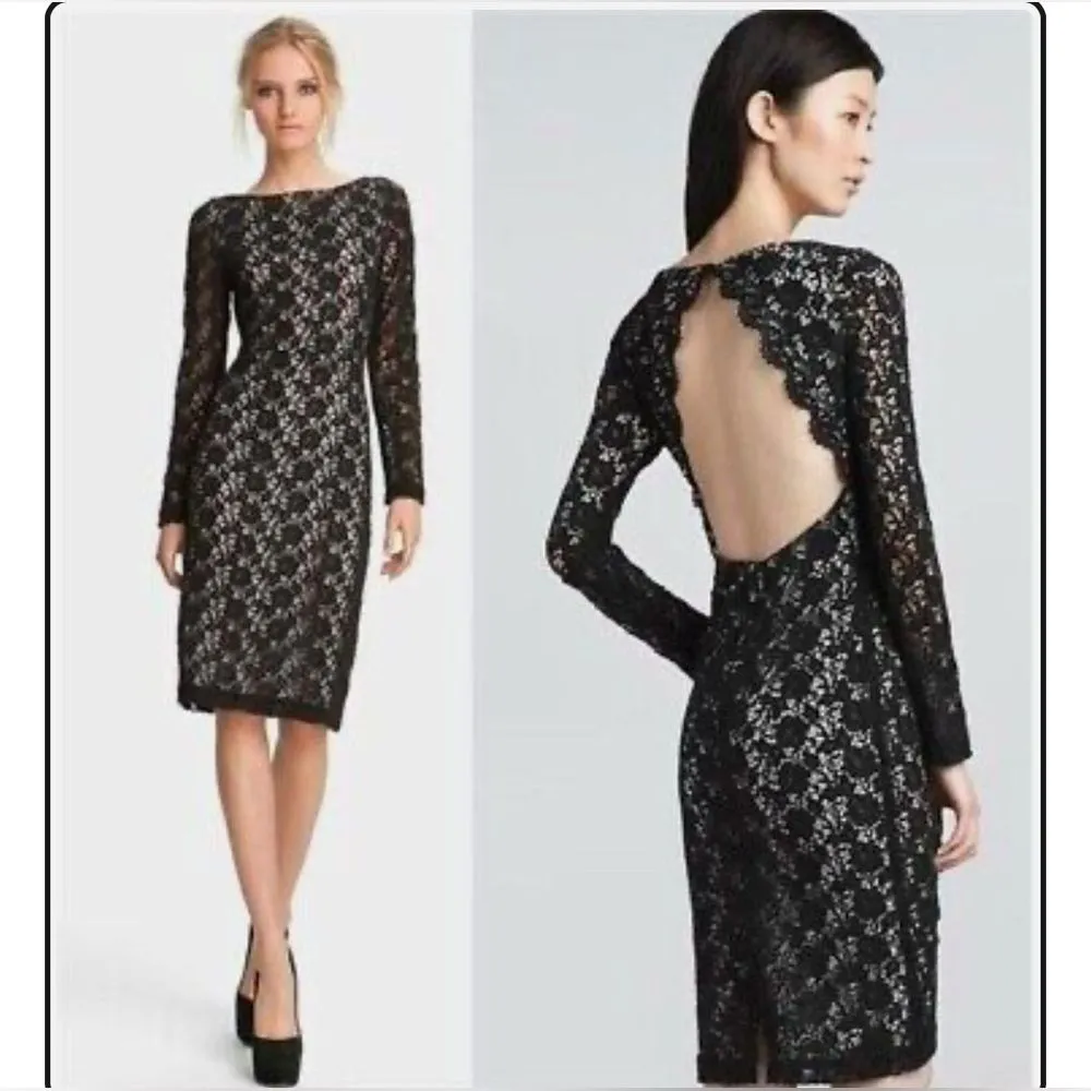 Alice + Olivia Dandi Floral Lace Long Sleeve Backless Cutout Midi Dress 0 - Image 2