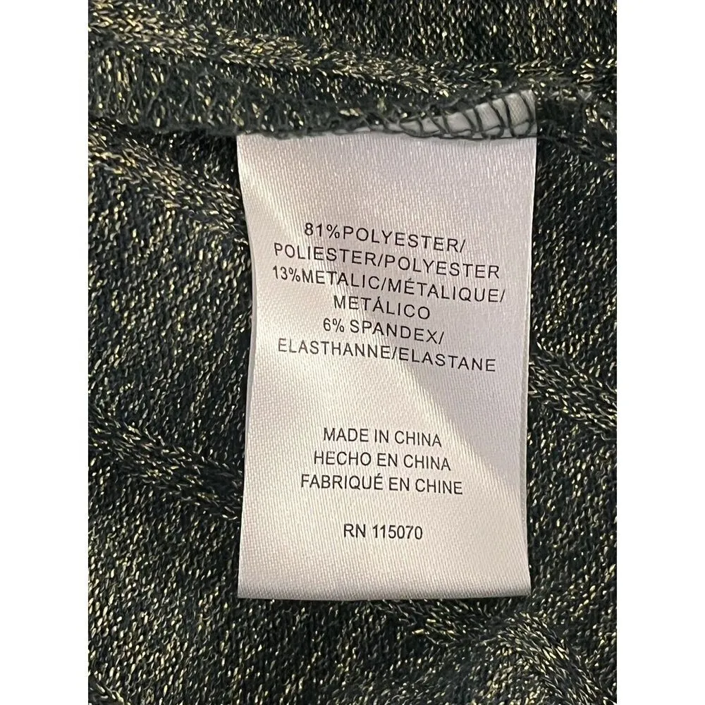 Nina Leonard Maxi Dress Womens Large Green Gold Flecked Ribbed 3/4 Sleeve A Line - Image 8