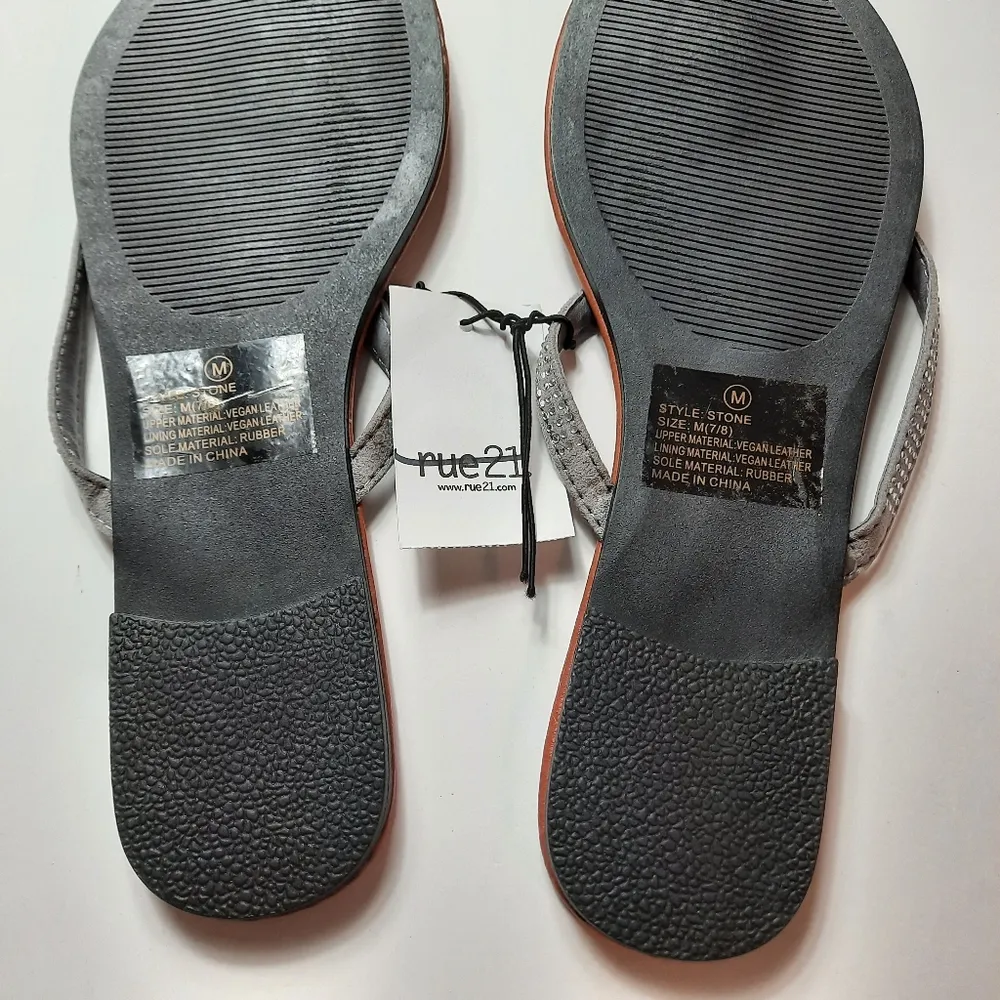 Rue 21 Vegan Leather Sandals Thong Flip Flops Women Size 7/8M - Image 4