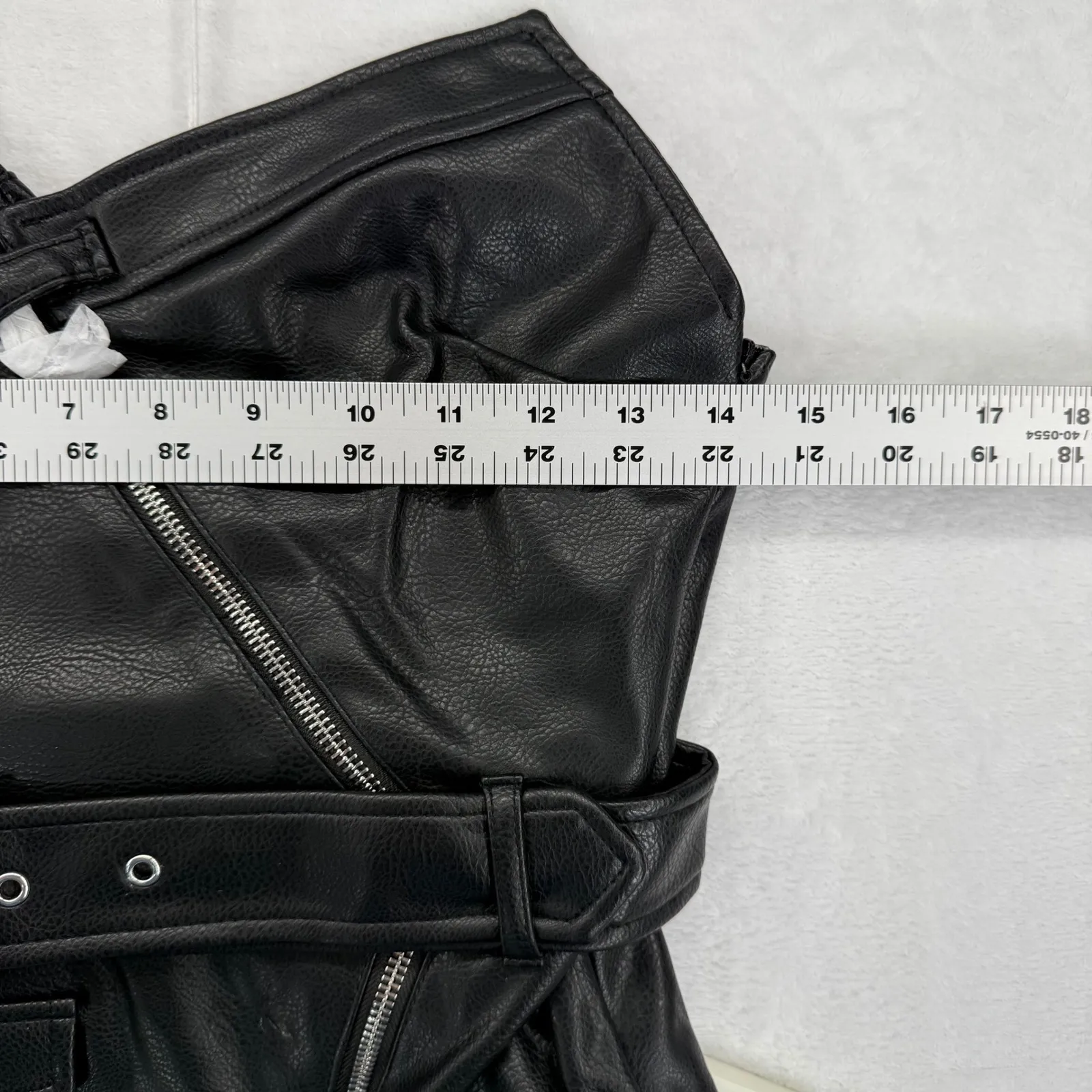 ZARA Black Faux Leather Corset Top Belted Moto Style Women S NWOT - Image 3