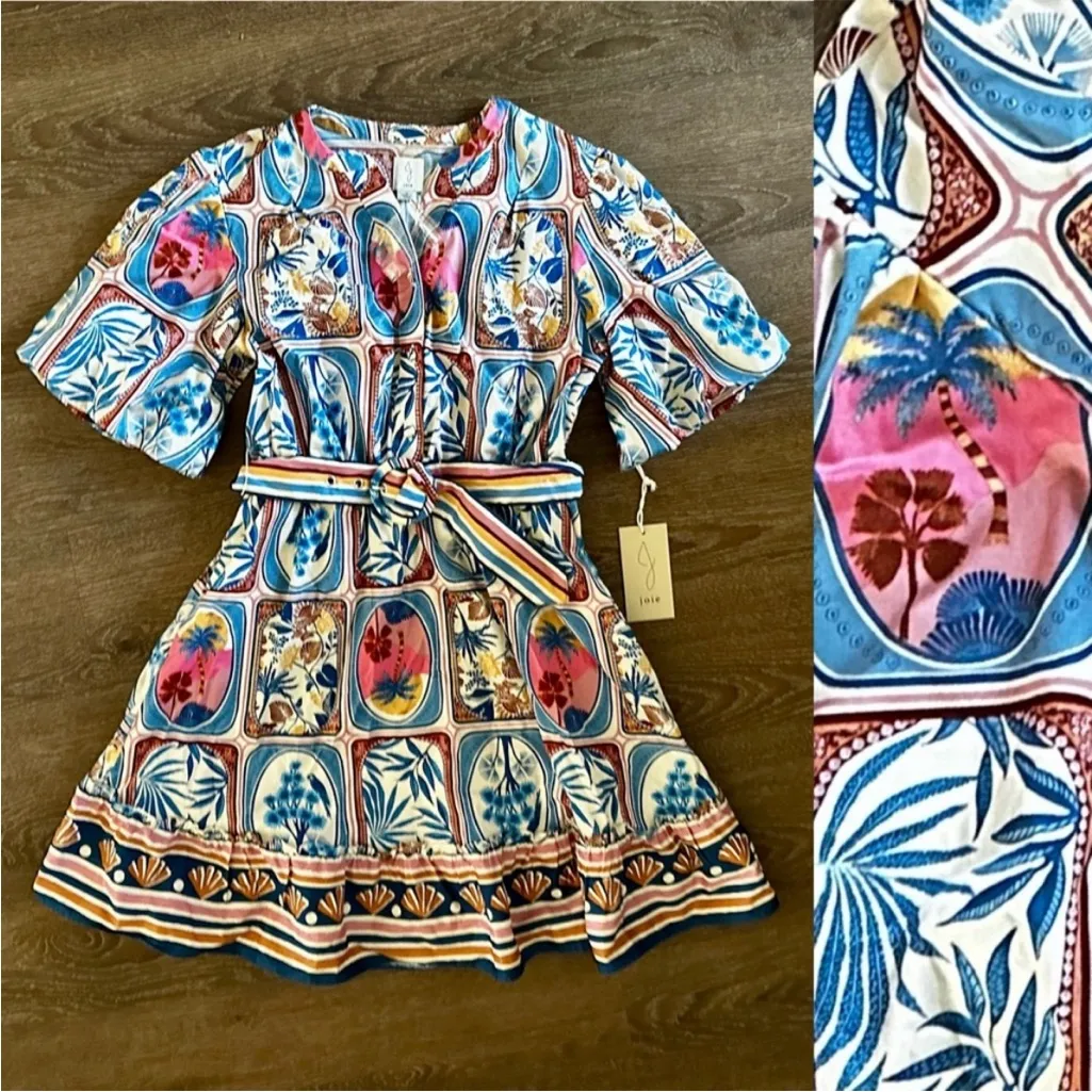 Joie Dress Size 12 New With Tags DUP to Farm Rio’s stamp dress Floral Print Sho - Image 2