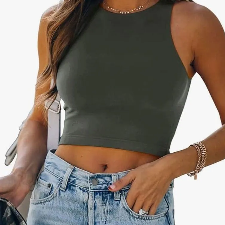 Double Lined High Neck Crop Tank - Image 4
