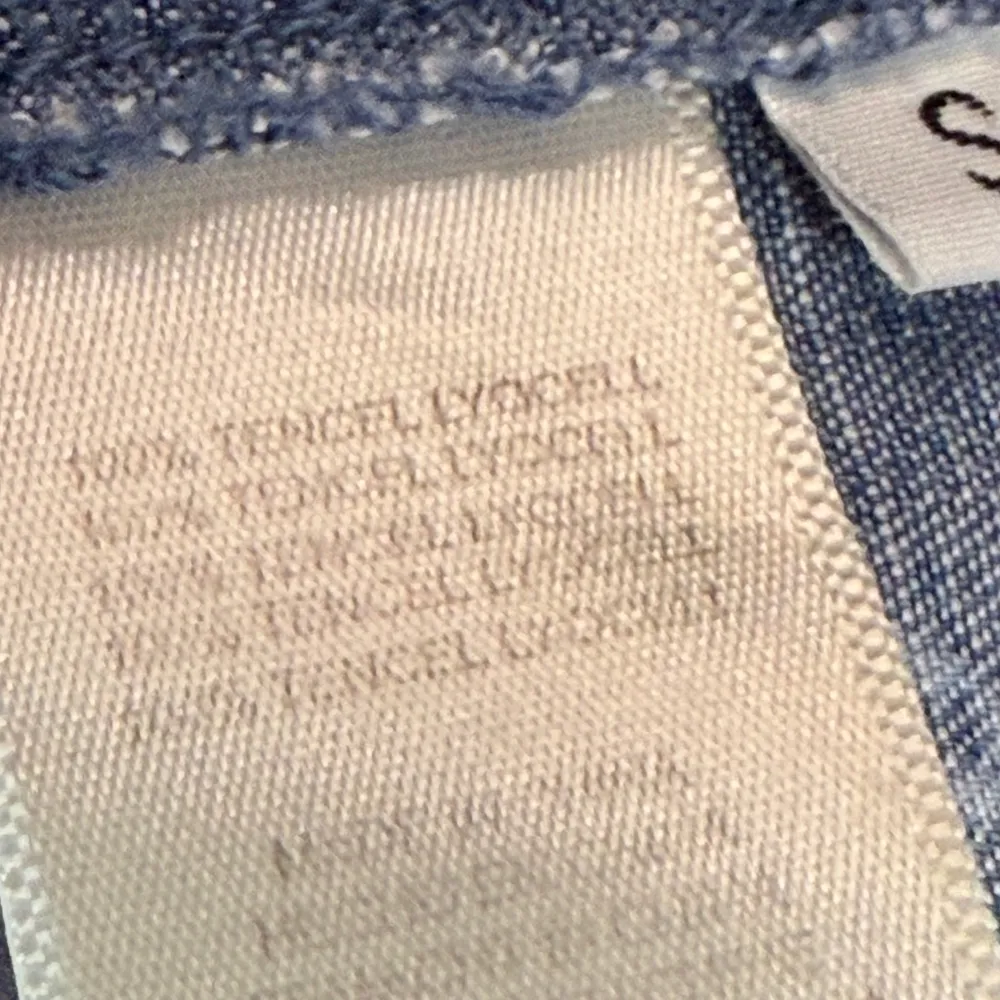 Anthropologie Cloth & Stone Women's Denim Blue Chambray Shirt Dress Fray Edge - Image 10