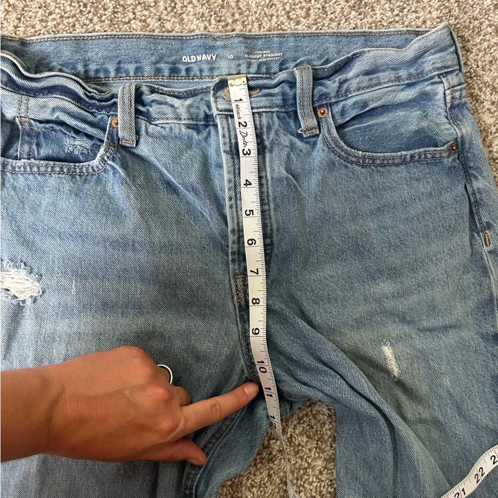 Old Navy High-Rise Slouchy Straight Jeans Ankle Cropped Casual Distressed 10 - Image 5