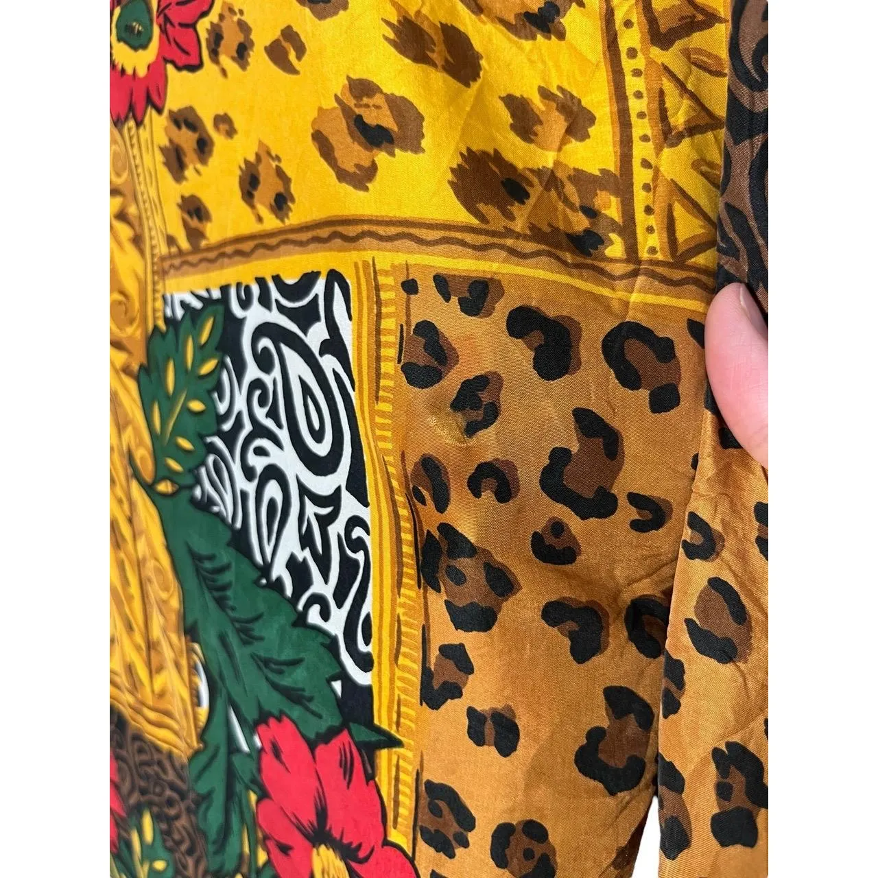 Laura & Jayne Two Multicolor‎ Silk Animal Floral Patchwork Long Sleeve Shirt 2X - Image 6