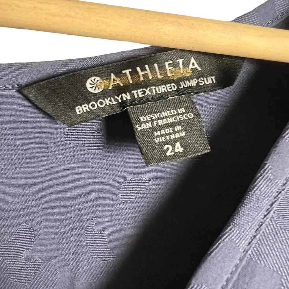 Athleta Brooklyn Textured Jacquard Leopard Medieval Violet Jumpsuit Size 24 - Image 5