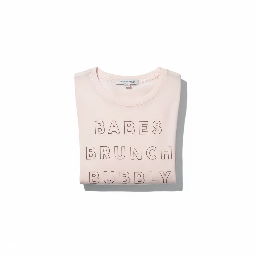 Daydreamer ⁂ Babes Brunch Bubbly Semi Sheer Soft Tee T Shirt ⁂ Baby Pink ⁂ Small - Image 4