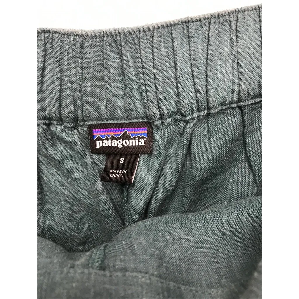 Patagonia Woven Hemp Blend Tie Waist Shorts Teal Size S Clean Girl Vacation - Image 3