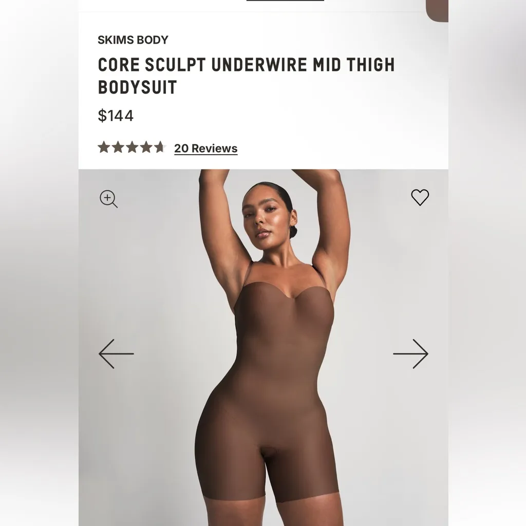 Skims Core Sculpt Body Zoned Underwire Molded Mid Thigh Bodysuit In Sienna NWT M - Image 4