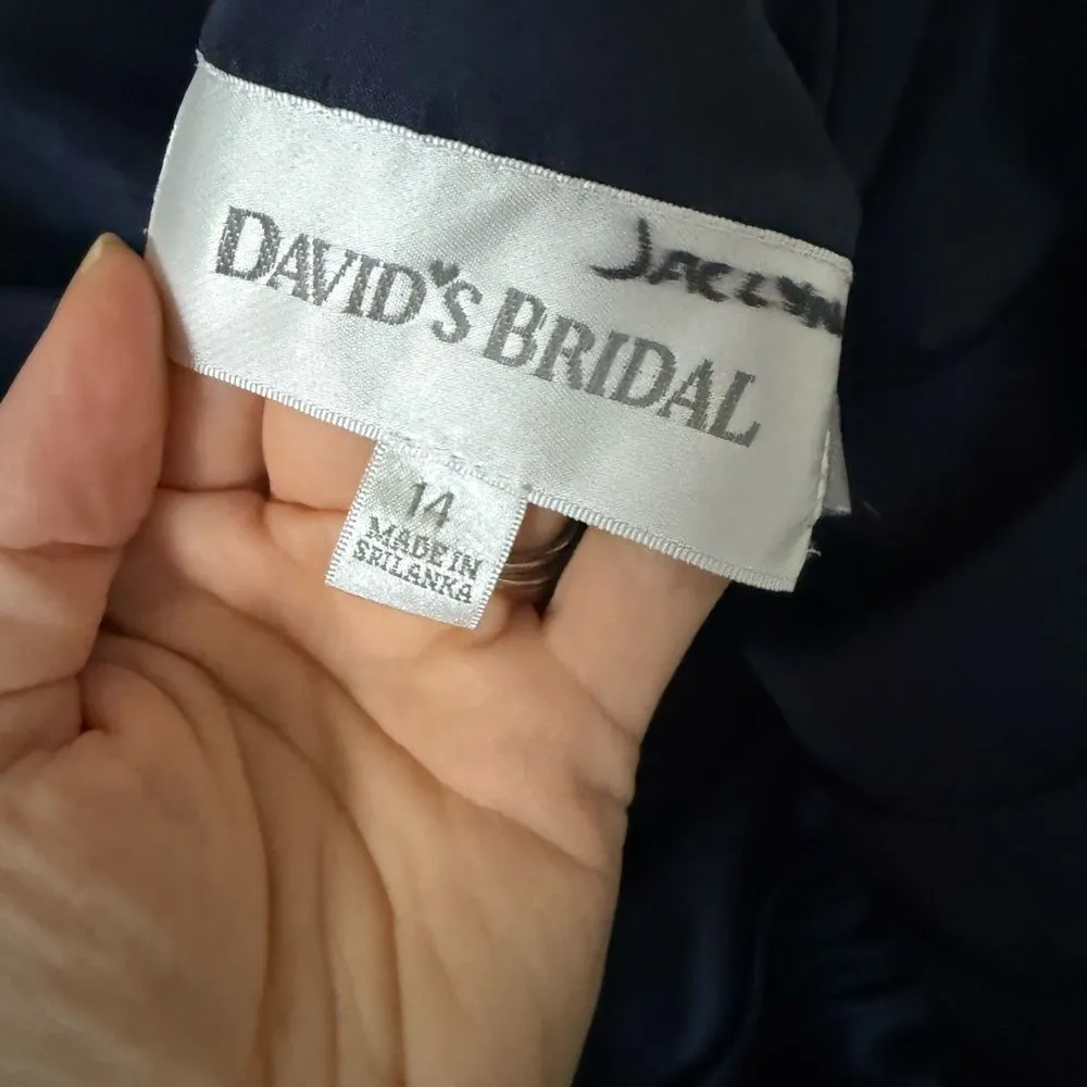 David's Bridal Cocktail Bridesmaid Dress in Navy Size 14 - Image 6