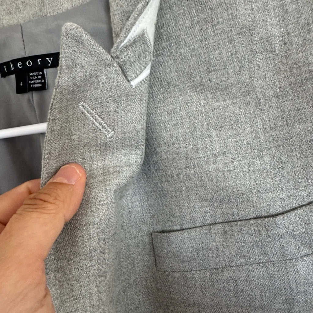 Theory gray wool blend blazer size 4 - Image 4