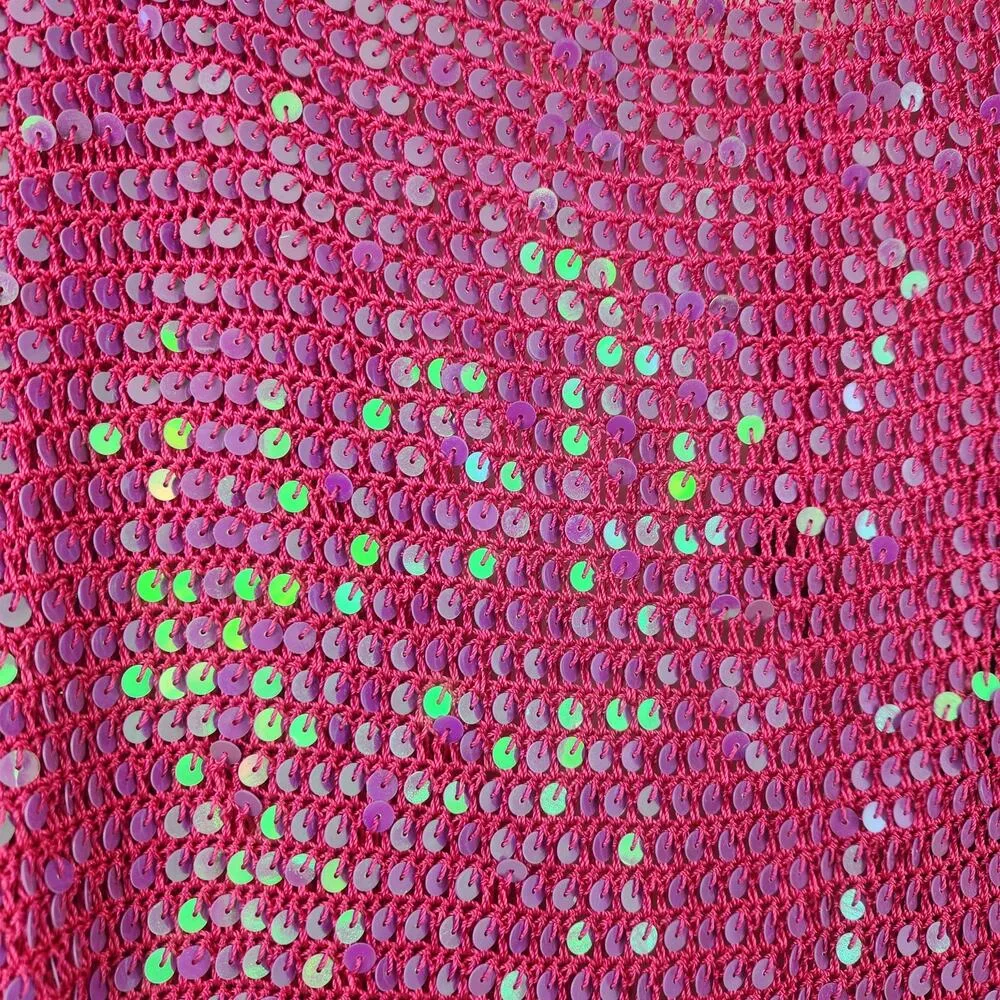 Retrofete Tara Crochet Dress Iridescent Pink Long Sleeve XS/S NWT Sequins - Image 5