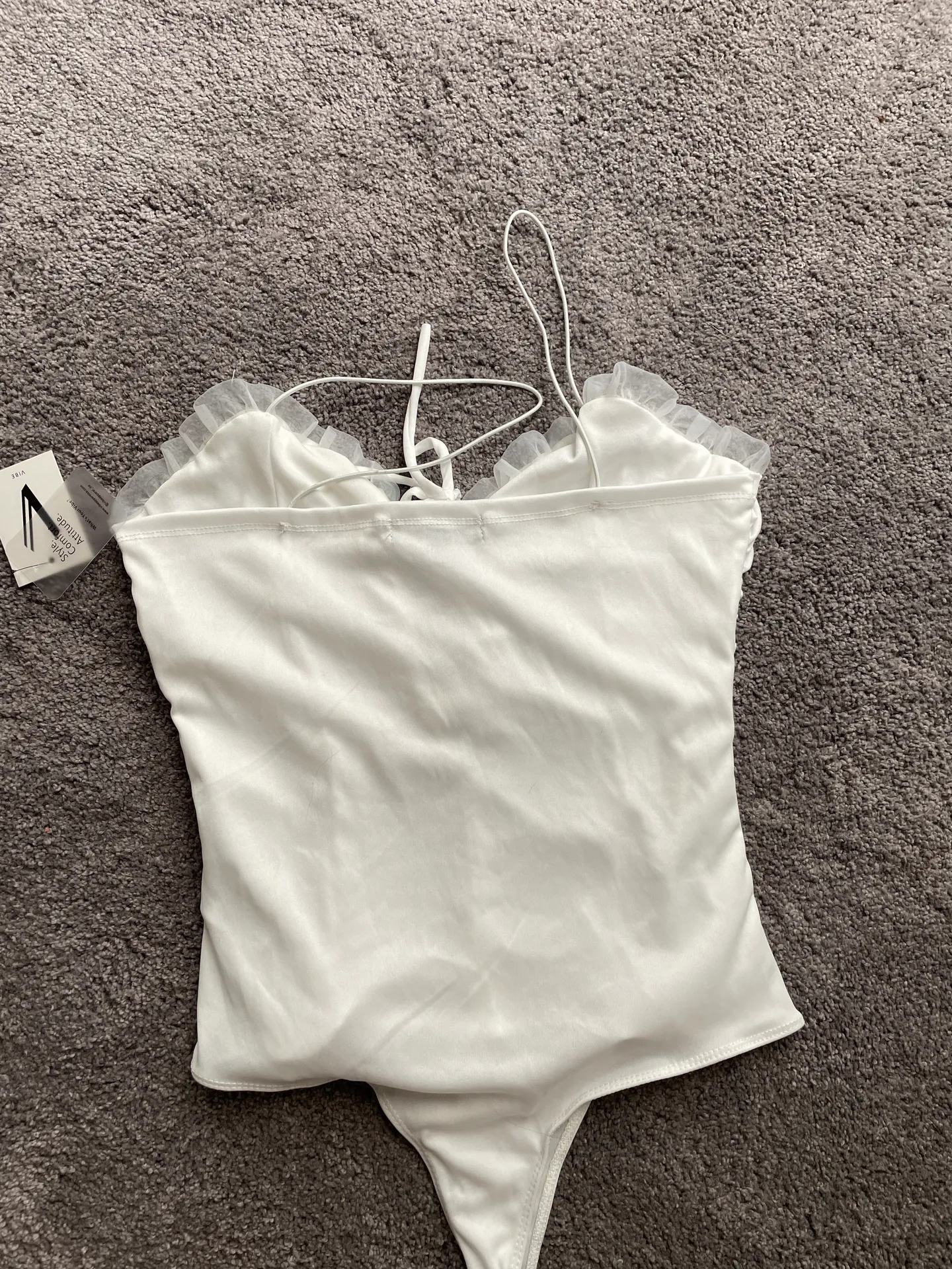 Ruched Bodysuit White Size L - Image 4