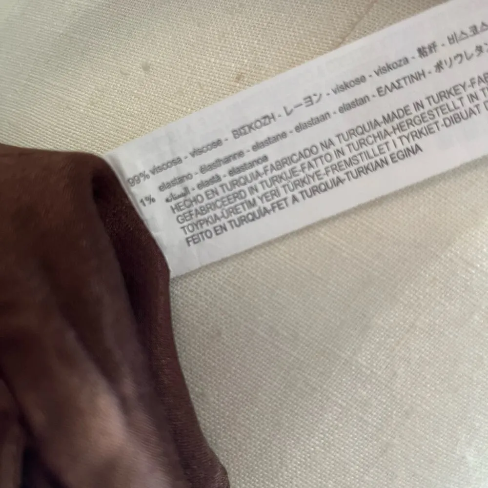 Zara Satin Effect Crop Top Dark Brown 7385/471 Size M - Image 4