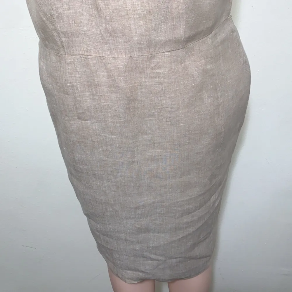 Ann Taylor LOFT 100% linen woman khaki size 12 sequined top zippered back lined - Image 3