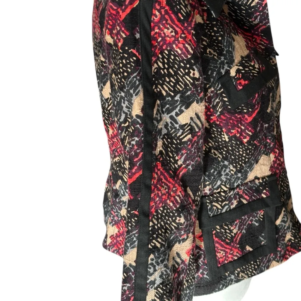 Trina Turk Crop Blazer Jacket Black Red Sz 10 - Image 8