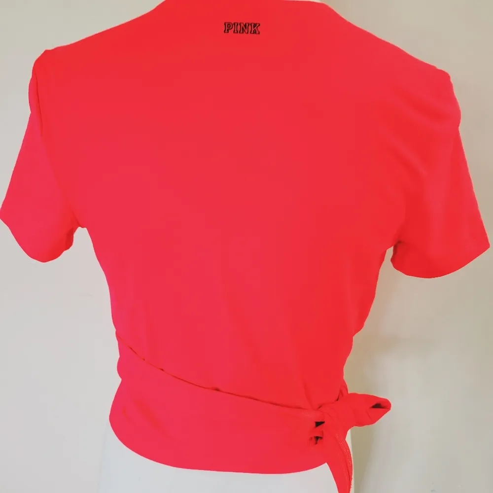 Pink Victoria's Secret coral ballet wrap tie waist top size small - Image 6