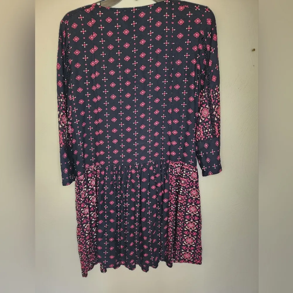 Vanessa Virginia Anthropologie Women's Embroidered Dress Black Red Size XS - Image 5