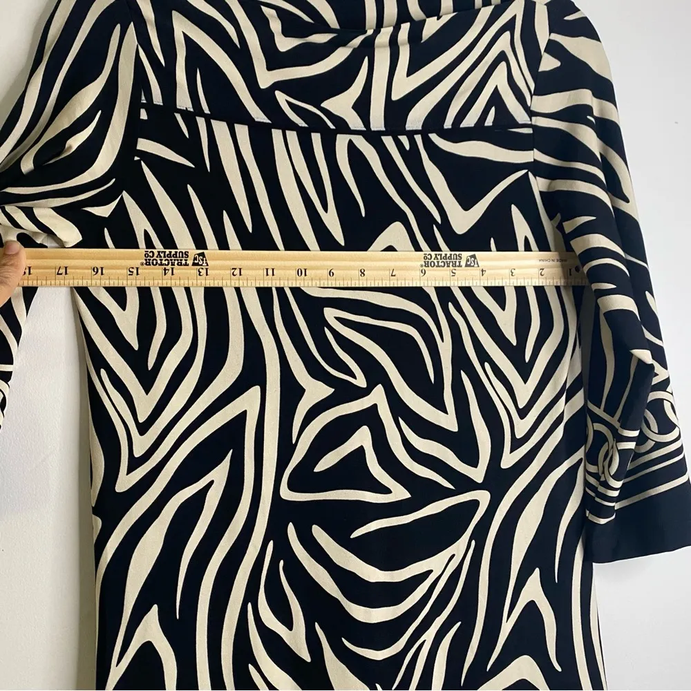 Lucy And Laurel Zebra Animal Print Pencil Dress Black Tan Size 10 - Image 5