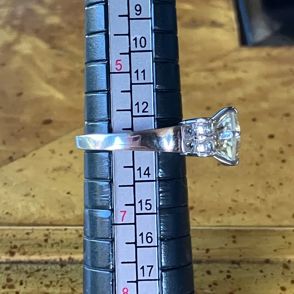 Yellow Labradorite White Topaz Sterling Silver Ring Size 6 - Image 9