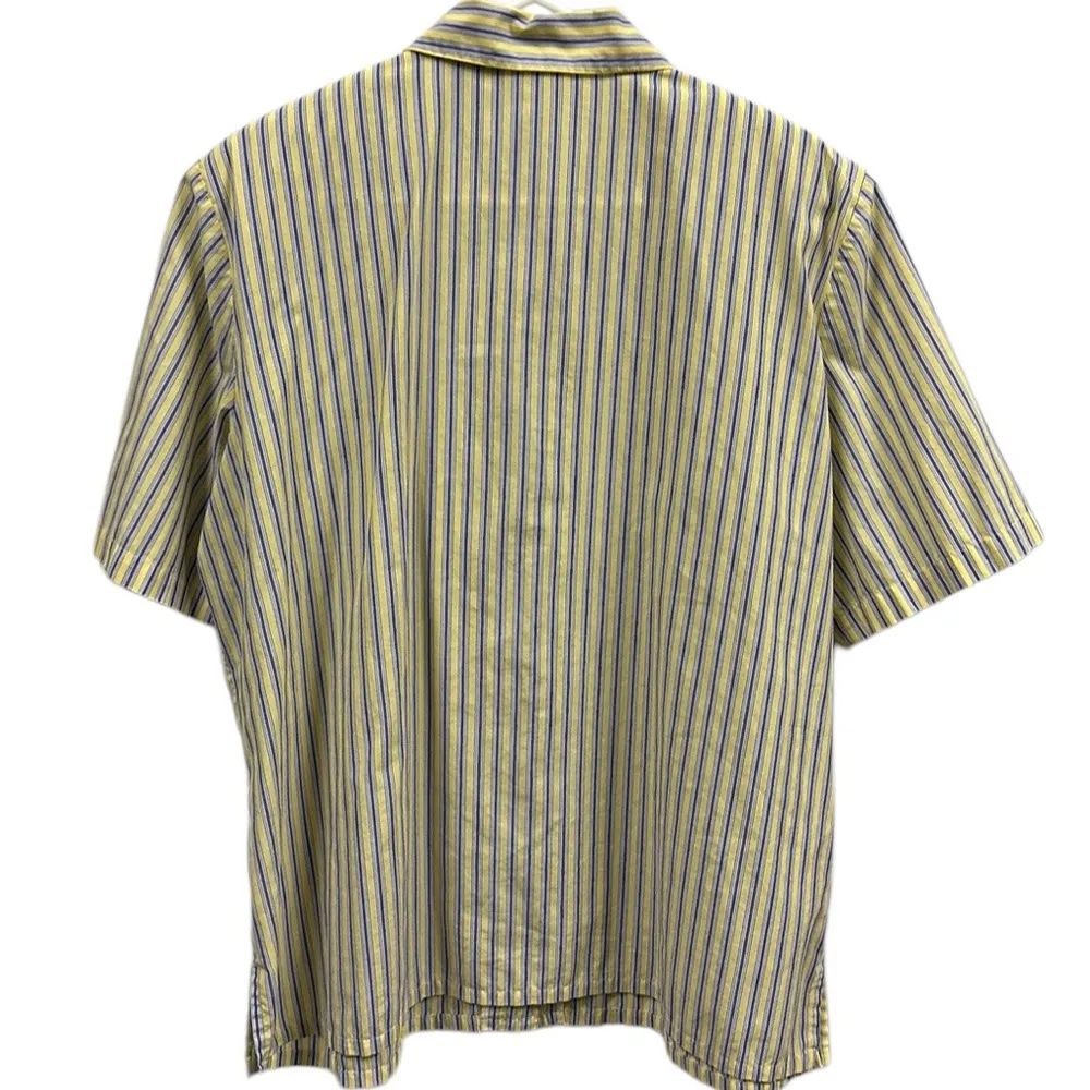 Vintage Napa Valley Embroidered Short Sleeve Button Up Blouse Striped Shirt XL Yellow - Image 10