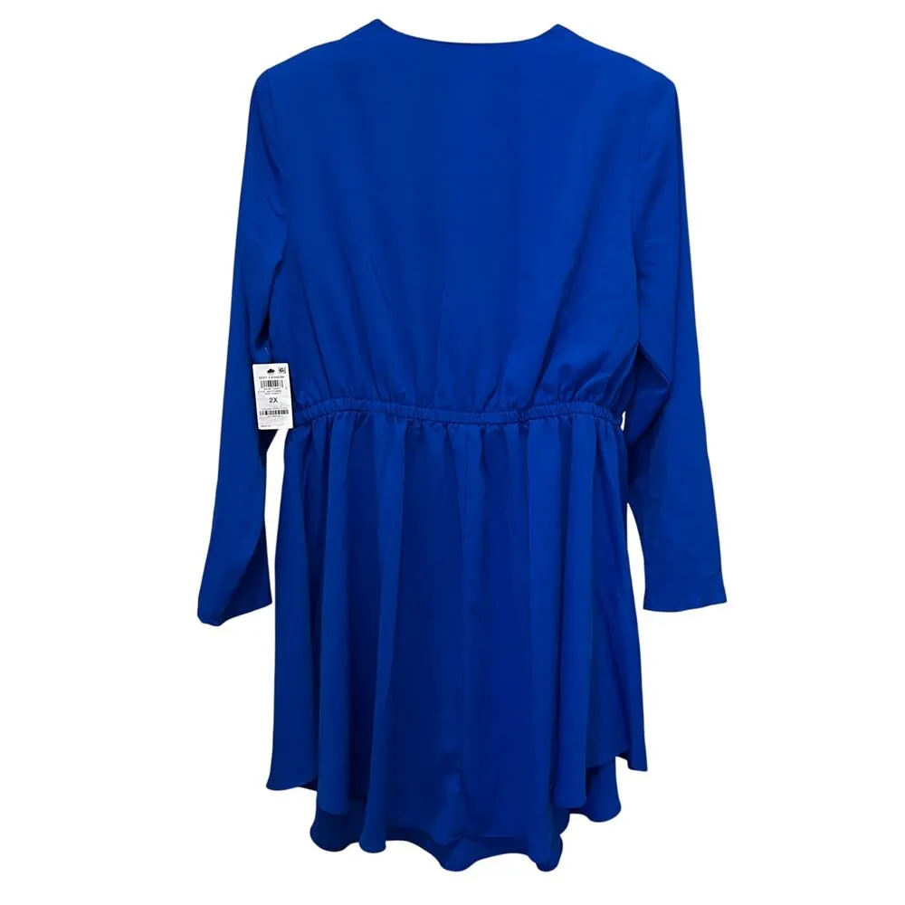 NWT BAR III Dress Plus Sz 2X Royal Blue Criss Cross V Neck Bodice Elastic Waist - Image 3