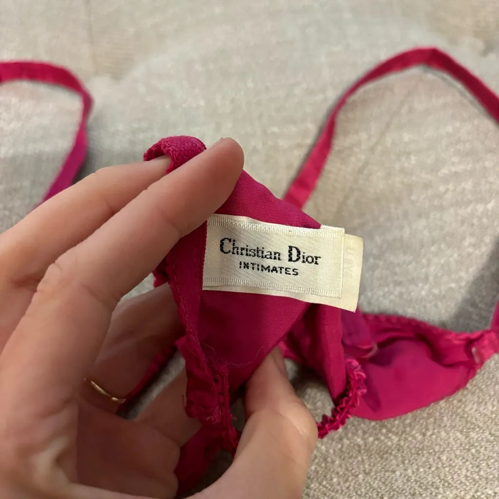 Vintage Christian Dior Pink 100% Silk Bralette - Image 6