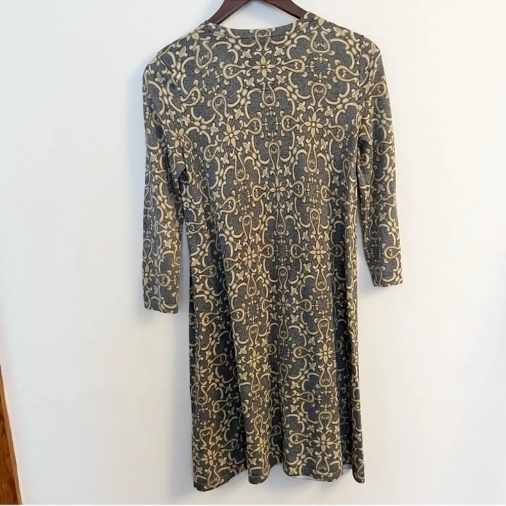 J.McLaughlin Dress Metallic Gold Gray Catalina Cloth Scroll Print Size Small - Image 7
