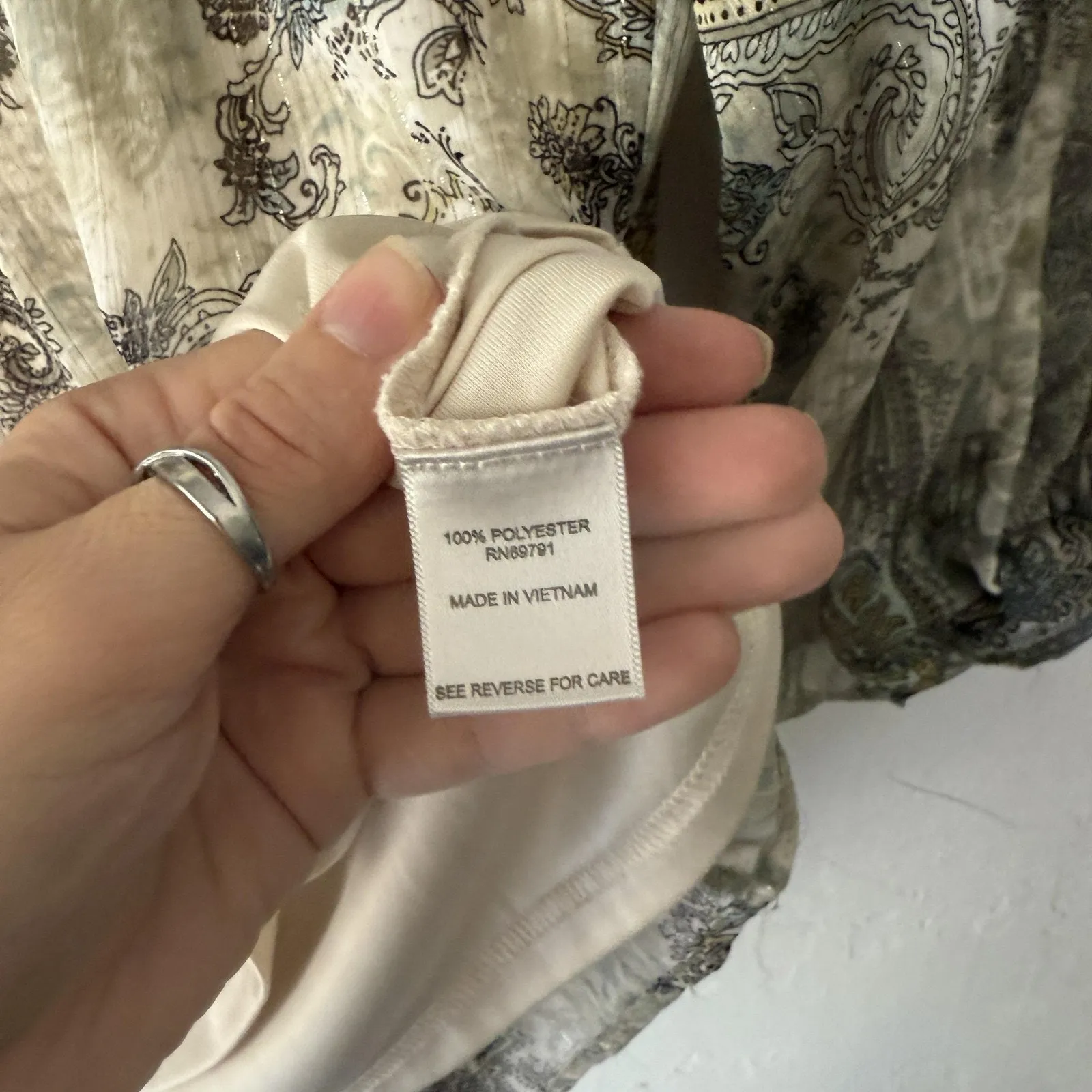 Dressbarn Blouse Y2k Medium Paisley‎ Print Sheer Top 3/4 Sleeve Layered Fairy - Image 8