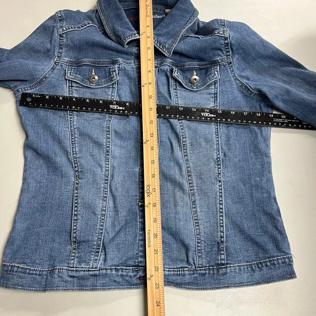 WRANGLER Women’s Denim Jacket Size Large Blue - Image 11