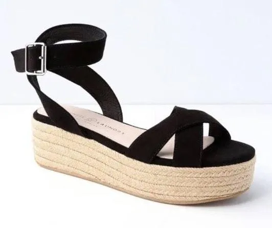 Chinese Laundry Black Suede Espadrilles Sandals - Image 2