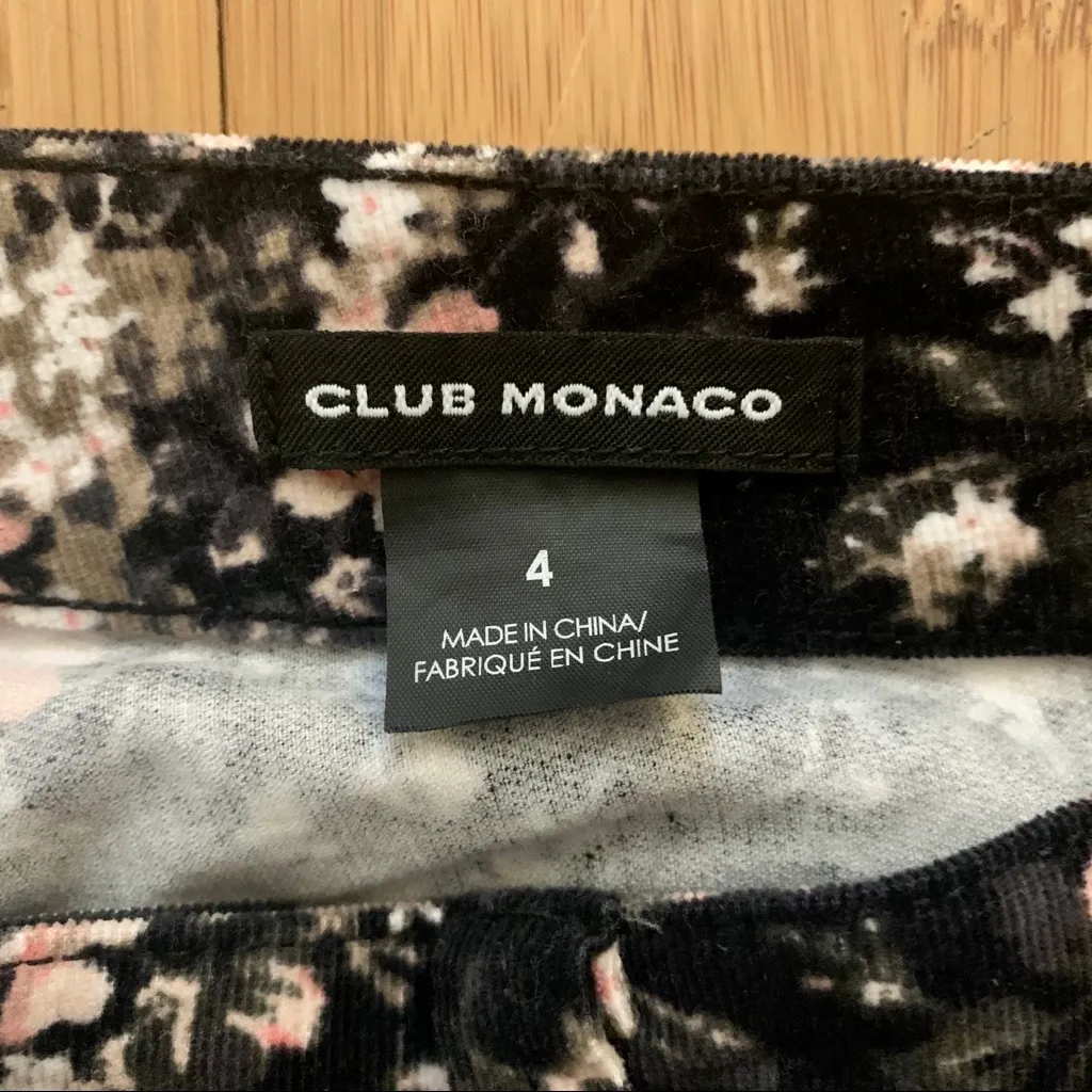 Club Monaco Black Floral Alessia Pant Corduroy - Image 4
