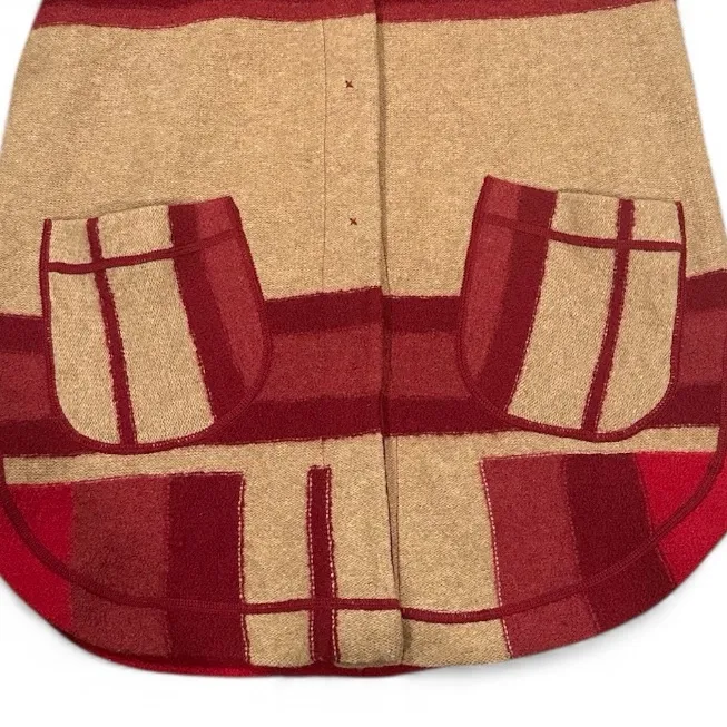 SPARROW ANTHRO Satra Red Plaid Wool Blanket Sweater Coat Barn Jacket S - Image 6