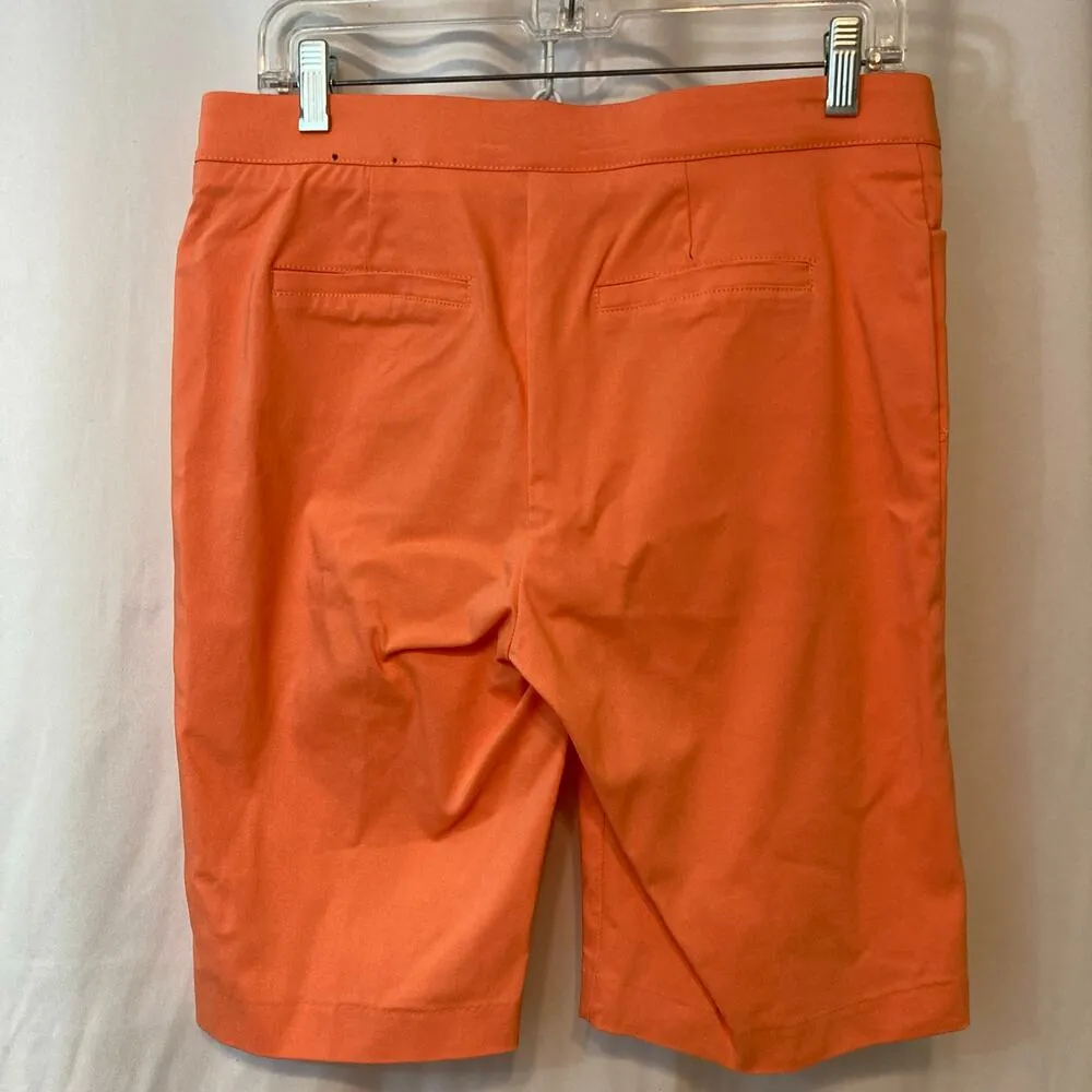 Verve Blues Salmon Pink Orange Pull On Buttons Bermuda Shorts Size M - Image 5